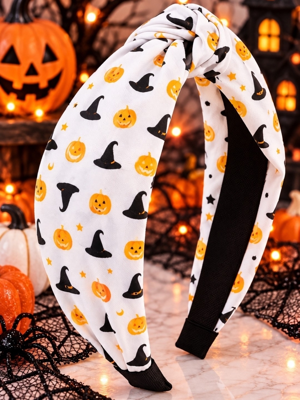 Halloween Pumpkin & Witch Hat Knot Headband!!